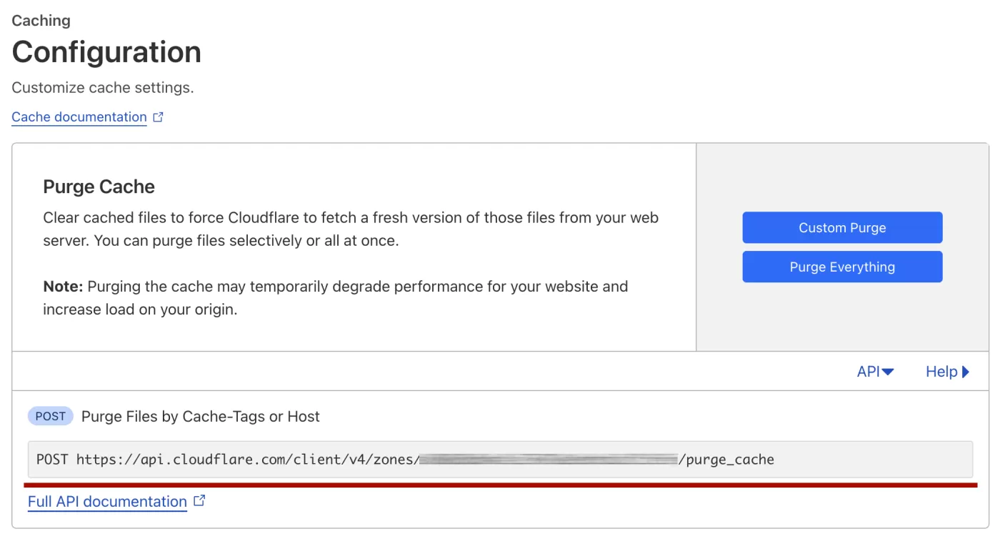 Cloudflare zone API endpoint